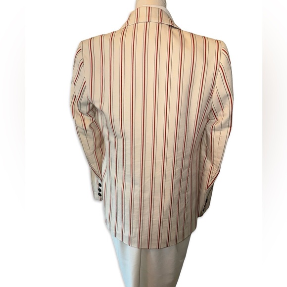 See You Soon cotton / elastin red & ivory striped single breasted blazer SZ S - Picture 3 of 4